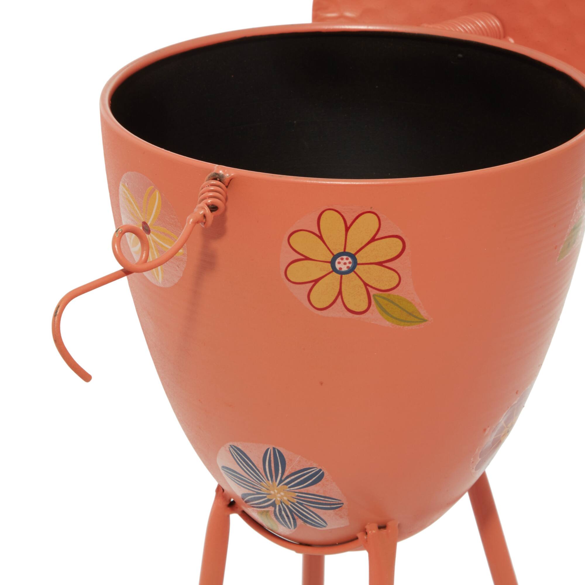 16" Pink Metal Eclectic Pig Planter